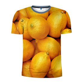 Мужская футболка 3D спортивная с принтом Лимончики в Тюмени, 100% полиэстер с улучшенными характеристиками | приталенный силуэт, круглая горловина, широкие плечи, сужается к линии бедра | 3d | витамин | еда | желтый | лето | лимон | много | пища | прикольные | сочные | фрукты | цитрус | яркие