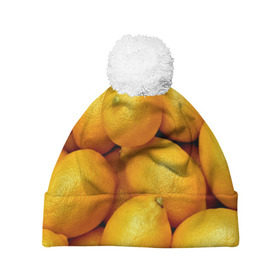 Шапка 3D c помпоном с принтом Лимончики в Тюмени, 100% полиэстер | универсальный размер, печать по всей поверхности изделия | 3d | витамин | еда | желтый | лето | лимон | много | пища | прикольные | сочные | фрукты | цитрус | яркие