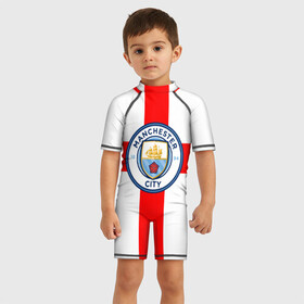 Детский купальный костюм 3D с принтом Манчестер Сити в Тюмени, Полиэстер 85%, Спандекс 15% | застежка на молнии на спине | 3d | manchester city | new | английская премьер лига | англия | апл | болельщикам | британия | игра | лондон | манчестер | манчестер сити | новые | популярные | прикольные | футбол | футбольный клуб | эмблема