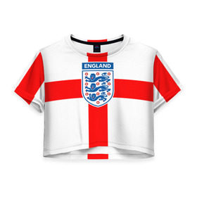 Женская футболка 3D укороченная с принтом Сборная Англии в Тюмени, 100% полиэстер | круглая горловина, длина футболки до линии талии, рукава с отворотами | англия | игра | лондон | сборная | футбол