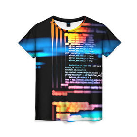 Женская футболка 3D с принтом Programming в Тюмени, 100% полиэфир ( синтетическое хлопкоподобное полотно) | прямой крой, круглый вырез горловины, длина до линии бедер | 3d | codding | coding | computer | programing | админам | информатика | программа | программистам | программный код