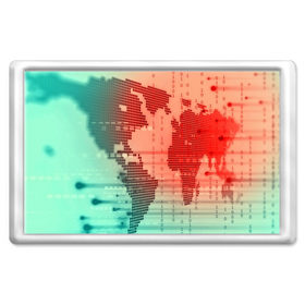 Магнит 45*70 с принтом Цифровой мир в Тюмени, Пластик | Размер: 78*52 мм; Размер печати: 70*45 | зеленый | карта | кибер | красный