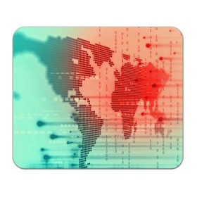 Коврик прямоугольный с принтом Цифровой мир в Тюмени, натуральный каучук | размер 230 х 185 мм; запечатка лицевой стороны | зеленый | карта | кибер | красный