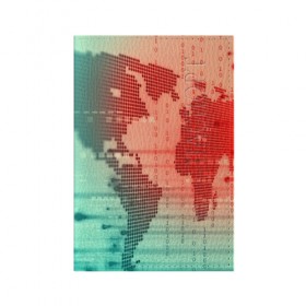 Обложка для паспорта матовая кожа с принтом Цифровой мир в Тюмени, натуральная матовая кожа | размер 19,3 х 13,7 см; прозрачные пластиковые крепления | Тематика изображения на принте: зеленый | карта | кибер | красный