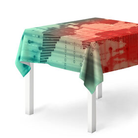Скатерть 3D с принтом Цифровой мир в Тюмени, 100% полиэстер (ткань не мнется и не растягивается) | Размер: 150*150 см | зеленый | карта | кибер | красный