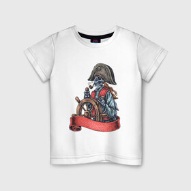 Детская футболка хлопок с принтом Пират в Тюмени, 100% хлопок | круглый вырез горловины, полуприлегающий силуэт, длина до линии бедер | воробей | джек | пират | скелет | череп