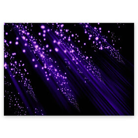 Поздравительная открытка с принтом Twinkle в Тюмени, 100% бумага | плотность бумаги 280 г/м2, матовая, на обратной стороне линовка и место для марки
 | Тематика изображения на принте: 3d | абстракция | блеск | линии | лучи | огоньки | полосы | прикольные | пятна | свет | темный | фиолетовый | яркие