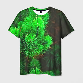 Мужская футболка 3D с принтом Зелёная ель в Тюмени, 100% полиэфир | прямой крой, круглый вырез горловины, длина до линии бедер | Тематика изображения на принте: 3d | ёлка | ель | зелёный | лес | новый год | праздник | природа | текстура | фон