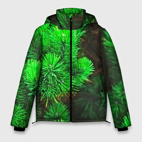 Мужская зимняя куртка 3D с принтом Зелёная ель в Тюмени, верх — 100% полиэстер; подкладка — 100% полиэстер; утеплитель — 100% полиэстер | длина ниже бедра, свободный силуэт Оверсайз. Есть воротник-стойка, отстегивающийся капюшон и ветрозащитная планка. 

Боковые карманы с листочкой на кнопках и внутренний карман на молнии. | 3d | ёлка | ель | зелёный | лес | новый год | праздник | природа | текстура | фон