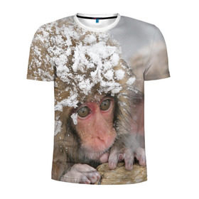 Мужская футболка 3D спортивная с принтом Обезьянка и зима в Тюмени, 100% полиэстер с улучшенными характеристиками | приталенный силуэт, круглая горловина, широкие плечи, сужается к линии бедра | бабуин | гамадрил | гиббон | горилла | гуманоид | дарвин | животное | зоопарк | кинг конг | мартышка | маугли | обезьяна | орангутанг | предок | примат | рожа | хомо сапиенс | шимпанзе