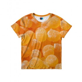 Детская футболка 3D с принтом Апельсиновый мармелад в Тюмени, 100% гипоаллергенный полиэфир | прямой крой, круглый вырез горловины, длина до линии бедер, чуть спущенное плечо, ткань немного тянется | 