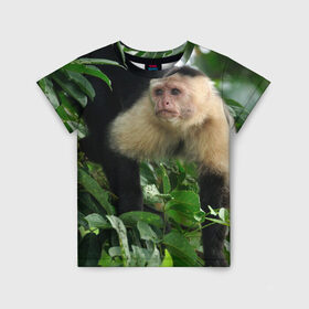 Детская футболка 3D с принтом Обезьянка в джунглях в Тюмени, 100% гипоаллергенный полиэфир | прямой крой, круглый вырез горловины, длина до линии бедер, чуть спущенное плечо, ткань немного тянется | бабуин | гамадрил | гиббон | горилла | гуманоид | дарвин | животное | зоопарк | кинг конг | мартышка | маугли | обезьяна | орангутанг | предок | примат | рожа | хомо сапиенс | шимпанзе