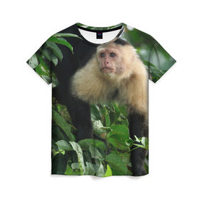 Женская футболка 3D с принтом Обезьянка в джунглях в Тюмени, 100% полиэфир ( синтетическое хлопкоподобное полотно) | прямой крой, круглый вырез горловины, длина до линии бедер | бабуин | гамадрил | гиббон | горилла | гуманоид | дарвин | животное | зоопарк | кинг конг | мартышка | маугли | обезьяна | орангутанг | предок | примат | рожа | хомо сапиенс | шимпанзе