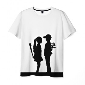 Мужская футболка 3D с принтом Свидание в Тюмени, 100% полиэфир | прямой крой, круглый вырез горловины, длина до линии бедер | 3d | белый | девочка | другие | картинка | мальчик | минимализм | прикол | прикольные | светлая | смешно | черный