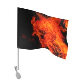 Флаг для автомобиля с принтом Огонь в Тюмени, 100% полиэстер | Размер: 30*21 см | оранжевый | плямя | черный | яркий