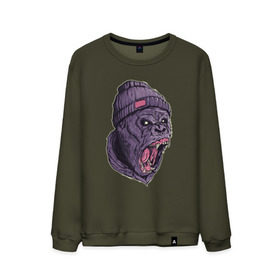 Мужской свитшот хлопок с принтом Злая горилла в Тюмени, 100% хлопок |  | арт | взгляд | гипноз | гнев | горилла | животные | зубы | кинг конг | клыки | обезьяна | пасть | шапка
