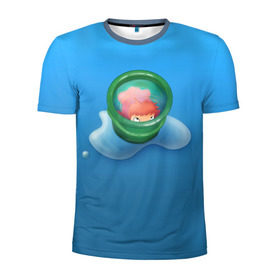 Мужская футболка 3D спортивная с принтом Bucket в Тюмени, 100% полиэстер с улучшенными характеристиками | приталенный силуэт, круглая горловина, широкие плечи, сужается к линии бедра | anime | ponyo | аниме | миядзаки | поньо | рыбка