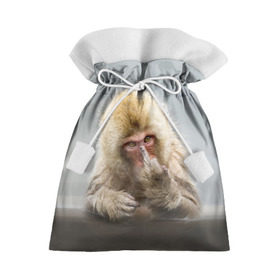 Подарочный 3D мешок с принтом Японская макака в Тюмени, 100% полиэстер | Размер: 29*39 см | Тематика изображения на принте: макак | мартышка | обезьяна | палец | япония