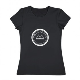 Женская футболка хлопок с принтом Twin Peaks в Тюмени, 100% хлопок | прямой крой, круглый вырез горловины, длина до линии бедер, слегка спущенное плечо | 