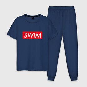 Мужская пижама хлопок с принтом swim в Тюмени, 100% хлопок | брюки и футболка прямого кроя, без карманов, на брюках мягкая резинка на поясе и по низу штанин
 | swim | swimming | плавание | пловец