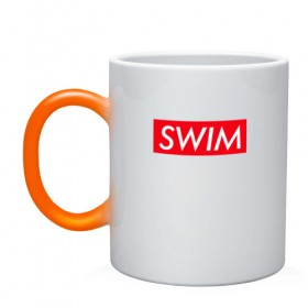 Кружка хамелеон с принтом swim в Тюмени, керамика | меняет цвет при нагревании, емкость 330 мл | swim | swimming | плавание | пловец