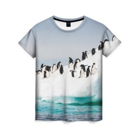 Женская футболка 3D с принтом Пингвины на айсберге в Тюмени, 100% полиэфир ( синтетическое хлопкоподобное полотно) | прямой крой, круглый вырез горловины, длина до линии бедер | айсберг | антарктида | антарктика | арктика | буревестник | глупый | императорский | клюв | королевский | крылья | ласты | лёд | линукс | океан | пилигрим | полюс | птица | север | снег | умка | фрак