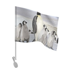 Флаг для автомобиля с принтом Пингвин и пингвинята в Тюмени, 100% полиэстер | Размер: 30*21 см | айсберг | антарктида | антарктика | арктика | буревестник | глупый | императорский | клюв | королевский | крылья | ласты | лёд | линукс | океан | пилигрим | полюс | птица | север | снег | умка | фрак