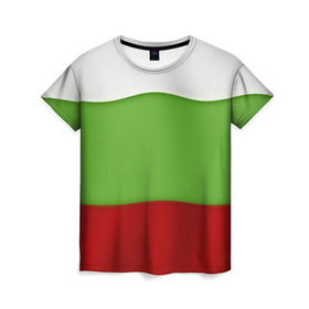 Женская футболка 3D с принтом Болгария в Тюмени, 100% полиэфир ( синтетическое хлопкоподобное полотно) | прямой крой, круглый вырез горловины, длина до линии бедер | bulgaria | flag | болгария | республика болгария | текстура | флаг