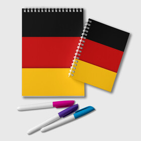 Блокнот с принтом Германия в Тюмени, 100% бумага | 48 листов, плотность листов — 60 г/м2, плотность картонной обложки — 250 г/м2. Листы скреплены удобной пружинной спиралью. Цвет линий — светло-серый
 | germany | флаг