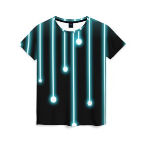 Женская футболка 3D с принтом Линии интернета в Тюмени, 100% полиэфир ( синтетическое хлопкоподобное полотно) | прямой крой, круглый вырез горловины, длина до линии бедер | будущее | интернет | линии | технологии