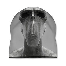 Шапка 3D с принтом Гуманоид в Тюмени, 100% полиэстер | универсальный размер, печать по всей поверхности изделия | head | humanoid | sculpture | голова | идол | инопланетянин | истукан | космос | скульптура | статуя