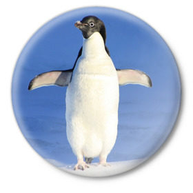 Значок с принтом Пингвин в Тюмени,  металл | круглая форма, металлическая застежка в виде булавки | айсберг | антарктида | антарктика | арктика | буревестник | глупый | императорский | клюв | королевский | крылья | ласты | лёд | линукс | океан | пилигрим | полюс | птица | север | снег | умка | фрак