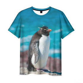 Мужская футболка 3D с принтом Пингвин в Тюмени, 100% полиэфир | прямой крой, круглый вырез горловины, длина до линии бедер | айсберг | антарктида | антарктика | арктика | буревестник | глупый | императорский | клюв | королевский | крылья | ласты | лёд | линукс | океан | пилигрим | полюс | птица | север | снег | умка | фрак
