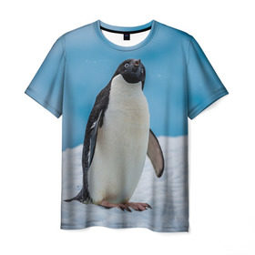 Мужская футболка 3D с принтом Пингвин на айсберге в Тюмени, 100% полиэфир | прямой крой, круглый вырез горловины, длина до линии бедер | айсберг | антарктида | антарктика | арктика | буревестник | глупый | императорский | клюв | королевский | крылья | ласты | лёд | линукс | океан | пилигрим | полюс | птица | север | снег | умка | фрак