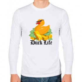 Мужской лонгслив хлопок с принтом Duck Life в Тюмени, 100% хлопок |  | duck | ducklife | life | thuglife | утка | уточка