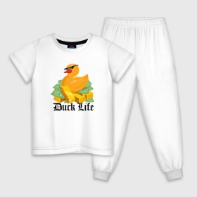 Детская пижама хлопок с принтом Duck Life в Тюмени, 100% хлопок |  брюки и футболка прямого кроя, без карманов, на брюках мягкая резинка на поясе и по низу штанин
 | duck | ducklife | life | thuglife | утка | уточка