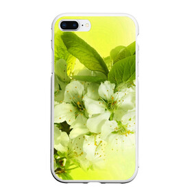 Чехол для iPhone 7Plus/8 Plus матовый с принтом Цветы яблони в Тюмени, Силикон | Область печати: задняя сторона чехла, без боковых панелей | белый | весна | дерево | зеленый | природа | растения | цветы | яблоня