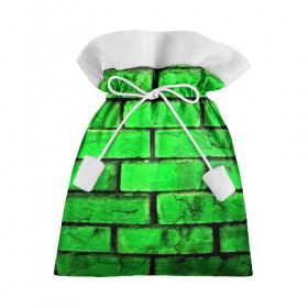 Подарочный 3D мешок с принтом Зелёные кирпичики в Тюмени, 100% полиэстер | Размер: 29*39 см | 3d | зелёные кирпичики | камень | краска | текстуры