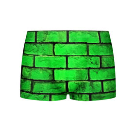 Мужские трусы 3D с принтом Зелёные кирпичики в Тюмени, 50% хлопок, 50% полиэстер | классическая посадка, на поясе мягкая тканевая резинка | 3d | зелёные кирпичики | камень | краска | текстуры