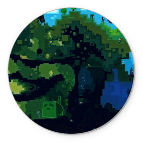 Коврик круглый с принтом Minecraft the Game в Тюмени, резина и полиэстер | круглая форма, изображение наносится на всю лицевую часть | 3d | game | minecraft | башни | дорога | игры | песочница | светильник | тотем | храм | человечки
