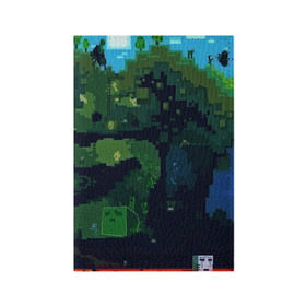 Обложка для паспорта матовая кожа с принтом Minecraft the Game в Тюмени, натуральная матовая кожа | размер 19,3 х 13,7 см; прозрачные пластиковые крепления | 3d | game | minecraft | башни | дорога | игры | песочница | светильник | тотем | храм | человечки