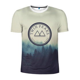 Мужская футболка 3D спортивная с принтом Twin Peaks в Тюмени, 100% полиэстер с улучшенными характеристиками | приталенный силуэт, круглая горловина, широкие плечи, сужается к линии бедра | twin peaks твин пикс | годнота | девид линч | лес | лора палмер | сова | туман