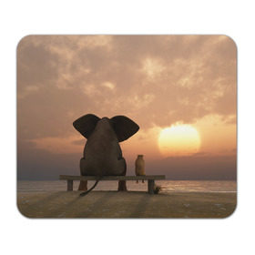 Коврик прямоугольный с принтом Слон с собакой на лавке, закат в Тюмени, натуральный каучук | размер 230 х 185 мм; запечатка лицевой стороны | 
