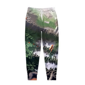 Мужские брюки 3D с принтом Объемный эквалайзер в Тюмени, 100% полиэстер | манжеты по низу, эластичный пояс регулируется шнурком, по бокам два кармана без застежек, внутренняя часть кармана из мелкой сетки | 3д | графика | зеленый | объемный | оранжевый | эквалайзер