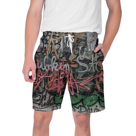 Мужские шорты 3D с принтом Граффити в Тюмени,  полиэстер 100% | прямой крой, два кармана без застежек по бокам. Мягкая трикотажная резинка на поясе, внутри которой широкие завязки. Длина чуть выше колен | 