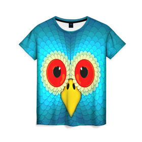 Женская футболка 3D с принтом Сова в Тюмени, 100% полиэфир ( синтетическое хлопкоподобное полотно) | прямой крой, круглый вырез горловины, длина до линии бедер | 3d | глаза | голова | другие | животные | нос | прикольные | птицы | сова | цветные | яркие