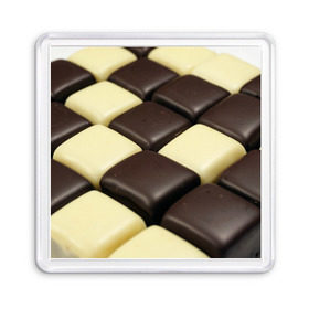Магнит 55*55 с принтом Шоколадные конфеты в Тюмени, Пластик | Размер: 65*65 мм; Размер печати: 55*55 мм | Тематика изображения на принте: десерт | еда | конфеты | сладкое | структуры | шахматы | шоколад
