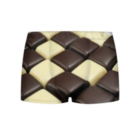 Мужские трусы 3D с принтом Шоколадные конфеты в Тюмени, 50% хлопок, 50% полиэстер | классическая посадка, на поясе мягкая тканевая резинка | Тематика изображения на принте: десерт | еда | конфеты | сладкое | структуры | шахматы | шоколад