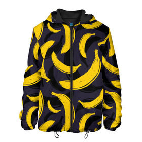 Мужская куртка 3D с принтом Бананы в Тюмени, ткань верха — 100% полиэстер, подклад — флис | прямой крой, подол и капюшон оформлены резинкой с фиксаторами, два кармана без застежек по бокам, один большой потайной карман на груди. Карман на груди застегивается на липучку | Тематика изображения на принте: bananas | food. vegan | fruit | yellow | бананы | веган | еда | желтый | фрукты