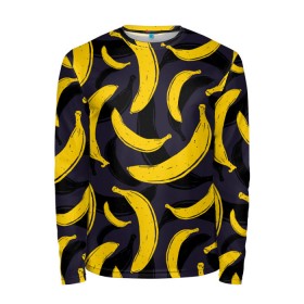 Мужской лонгслив 3D с принтом Бананы в Тюмени, 100% полиэстер | длинные рукава, круглый вырез горловины, полуприлегающий силуэт | Тематика изображения на принте: bananas | food. vegan | fruit | yellow | бананы | веган | еда | желтый | фрукты
